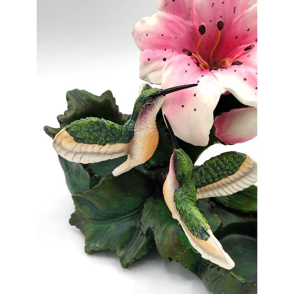 Hummingbird Votive Candle Holder Floral Marked DWK 2010 on back 6 Inches Tall - Picture 11 of 14